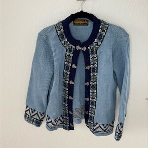 Vintage wool authentic Nordic Sweater with Floral Accents